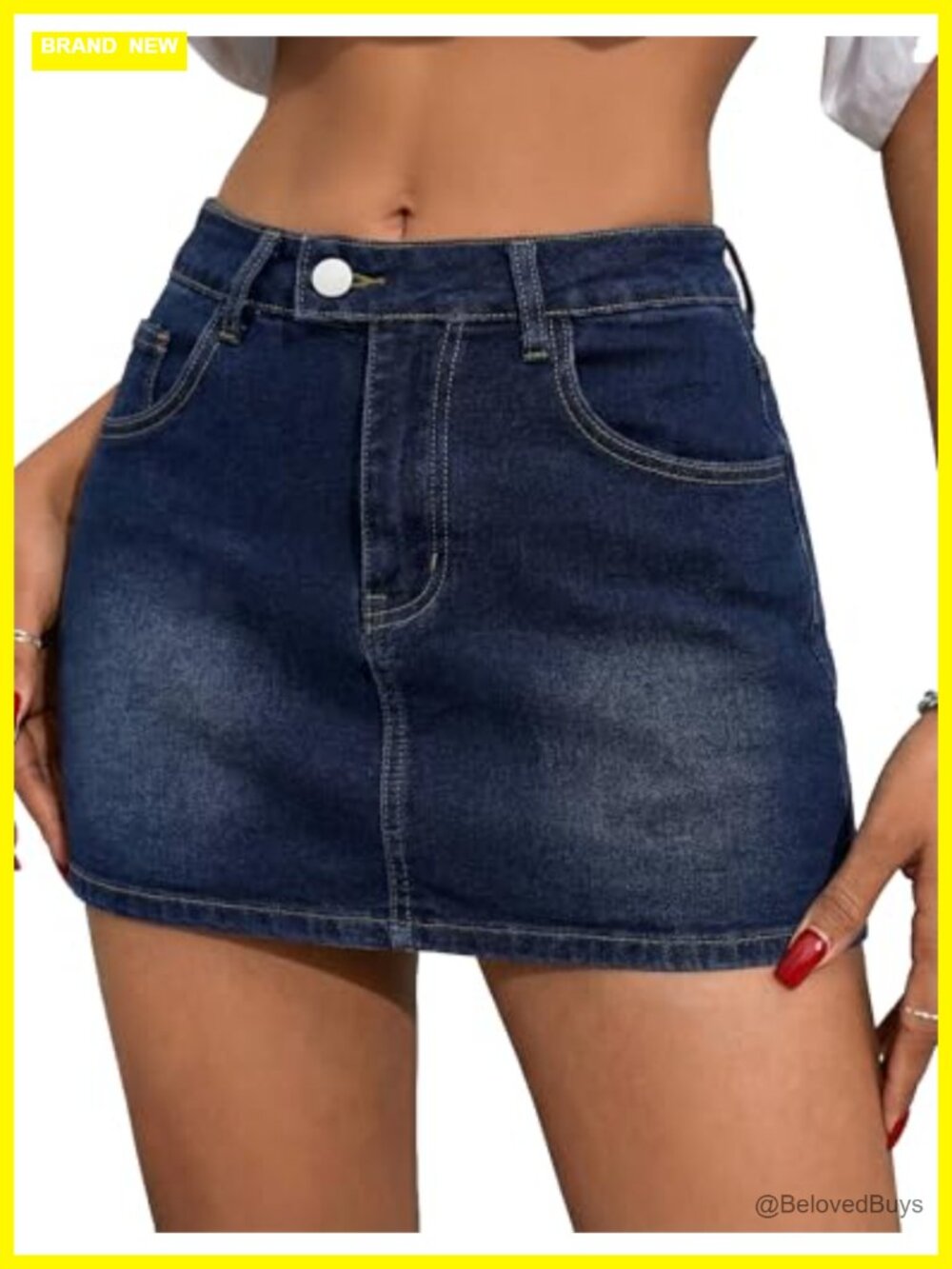 Low Rise Denim Skort with Shorts, Cotton Stretch Mini Skirt, Y2K Bodycon